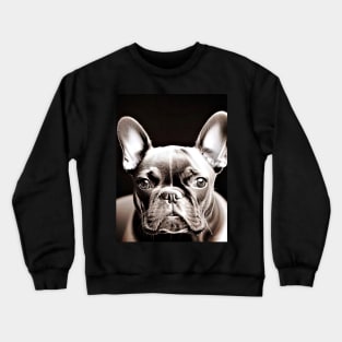 Detailed & Exquisite Frenchie: A Chromatic Photorealistic Greyscale Portrait Crewneck Sweatshirt